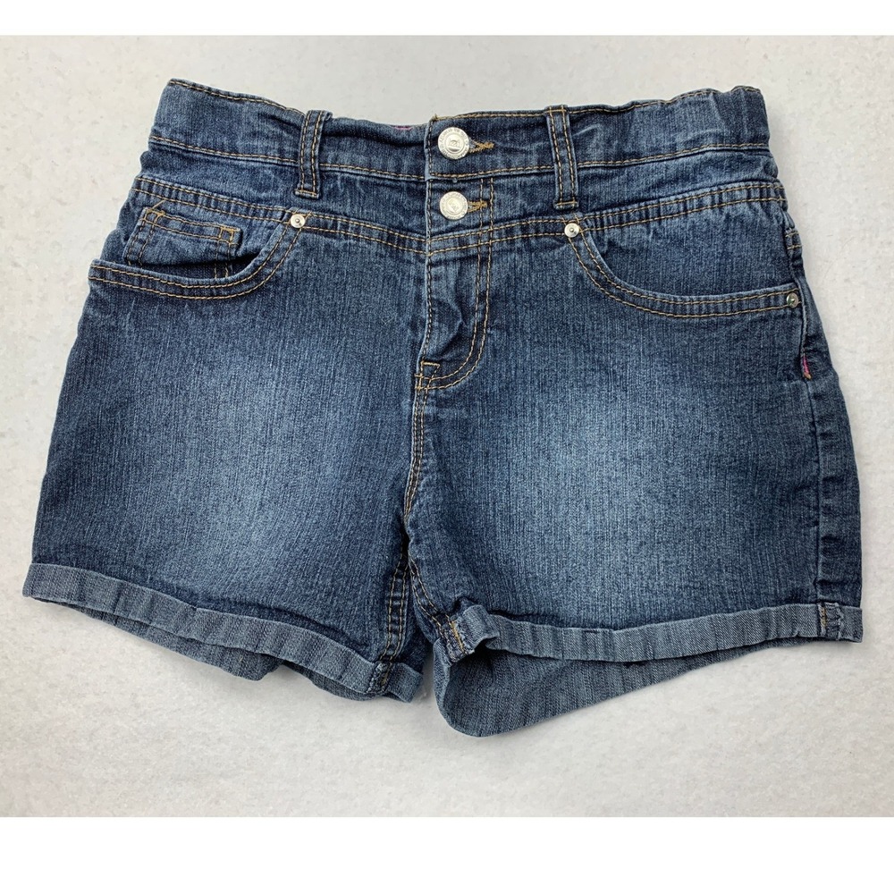 L.E.I. Girls Morgan High Rise Denim Shorts Dark Wash Size 14 Regular 14R